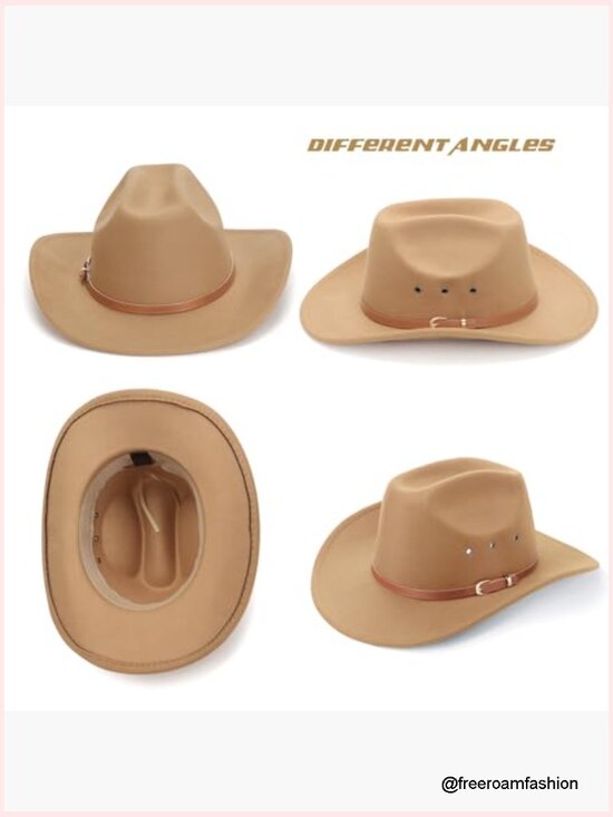Western Cowboy Hat Unisex Felt Wide Brim Rolled Up Caps Outdoor Party Costume main image 6